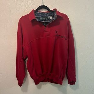 red and plaid crew neck